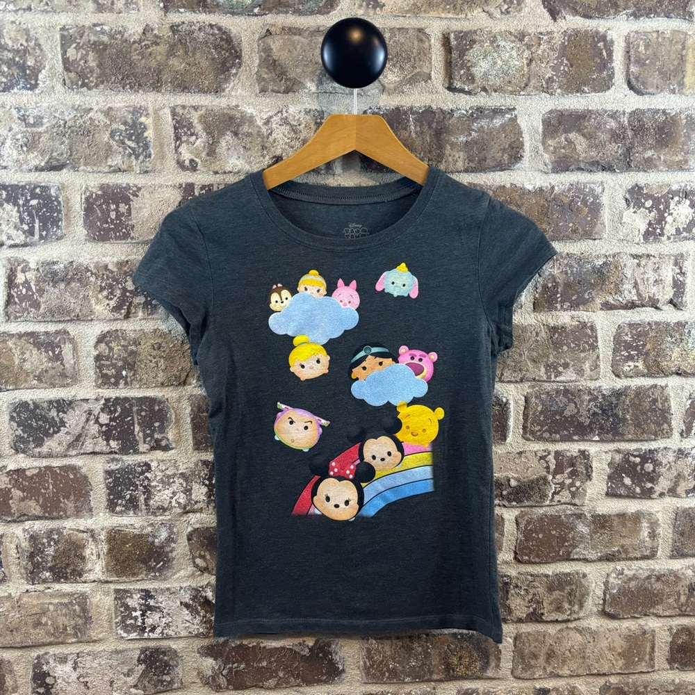 Disney Tsum Tsum Characters Gray Short Sleeve Tee Girls Sz XL 14/16